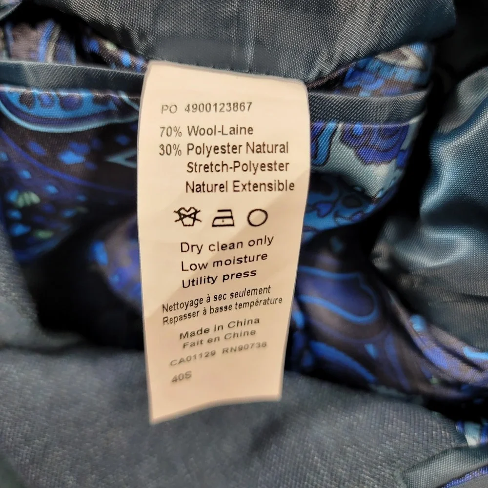 Tallia Blue Green Sport Coat Mens 40S 40 Wool Blend Textured Blazer Jacket $360